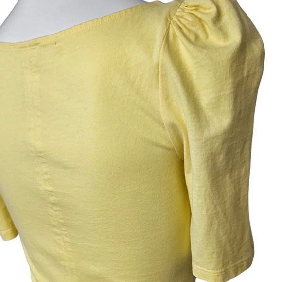 Aritzia Wilfred Nissa Mini Dress Ruched Short Sleeve Yellow  Size XS - Picture 4 of 8